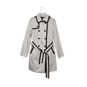 I.N.C. Double Breasted Belted Trench Coat Size Medium Contrast Trim